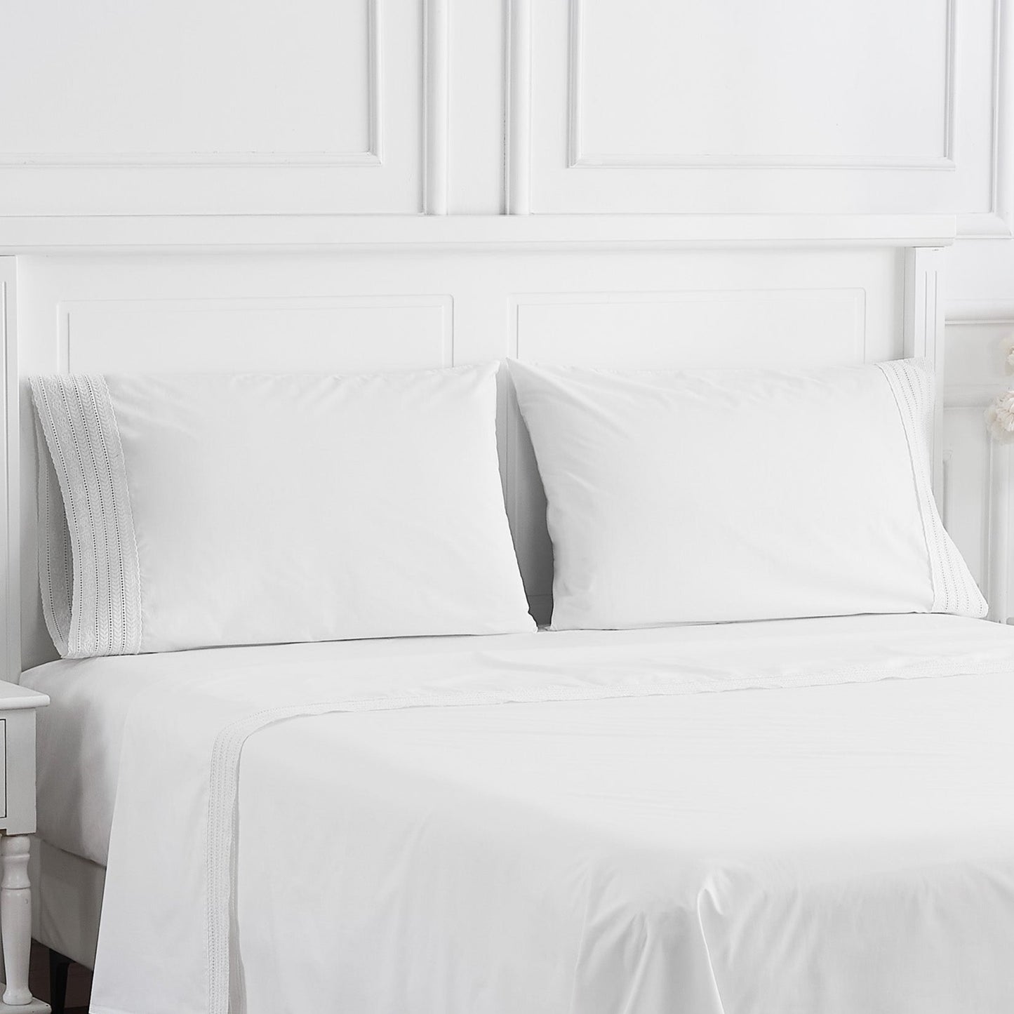 Elizabeth Lace Cotton Percale Pillowcase Pair