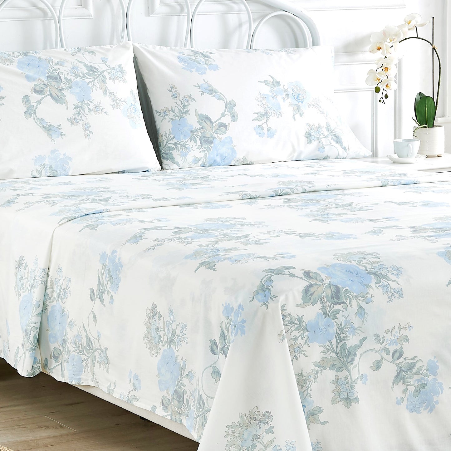 Jardin De Rose Printed Cotton Percale Sheet Set