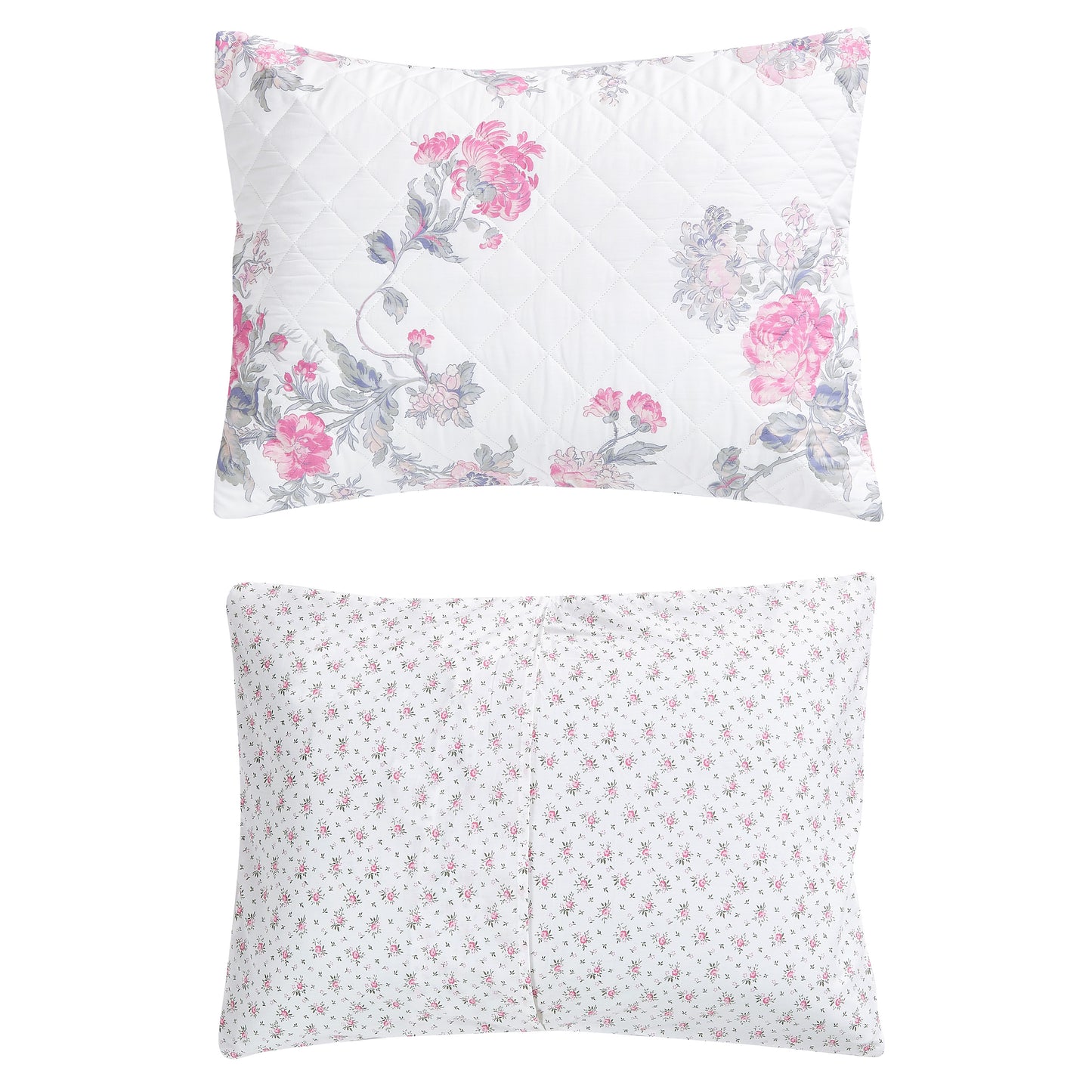 Jardin De Rose Reversible Cotton Percale Quilt Set