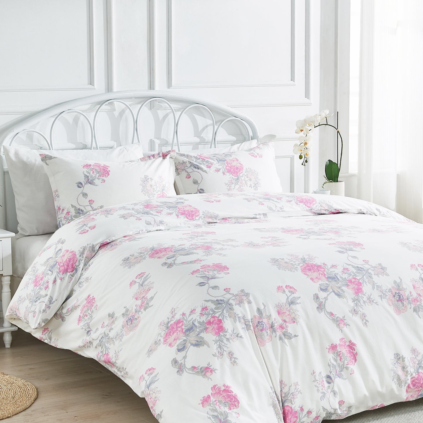 Jardin De Rose Printed Cotton Percale Duvet Set