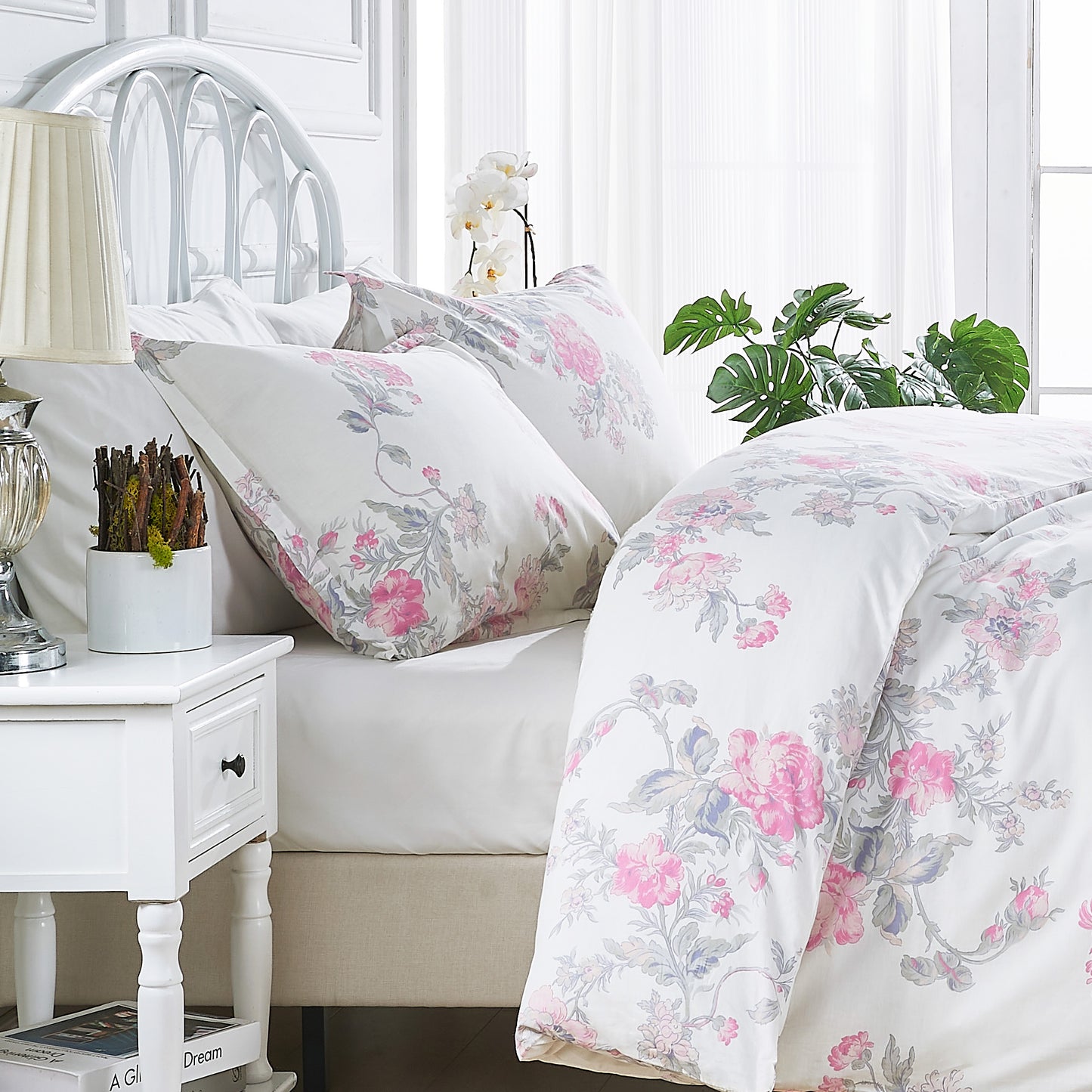 Jardin De Rose Printed Cotton Percale Duvet Set