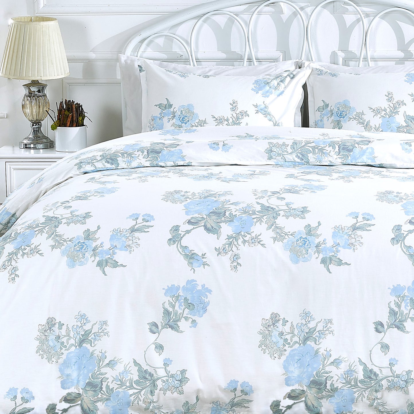 Jardin De Rose Printed Cotton Percale Duvet Set