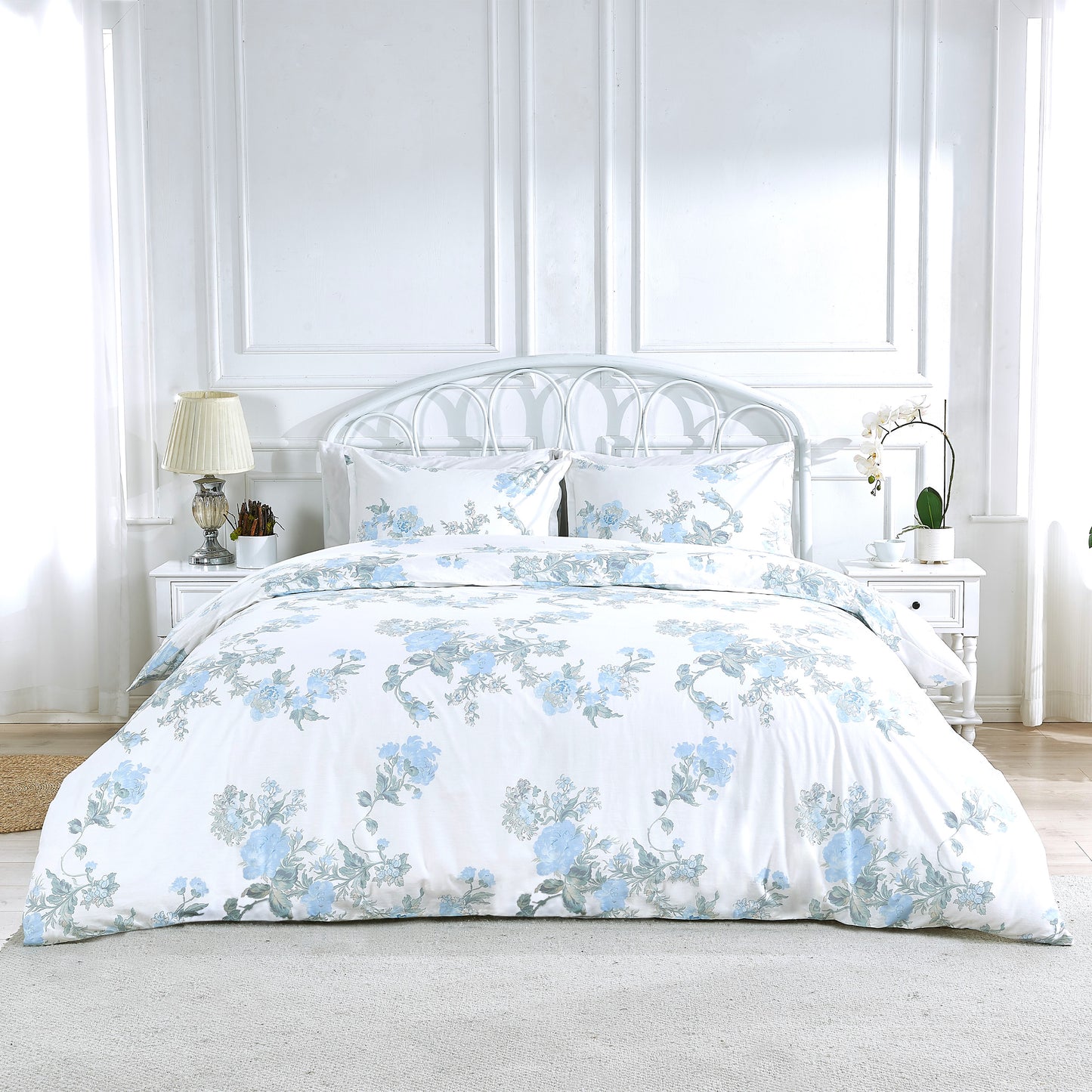 Jardin De Rose Printed Cotton Percale Duvet Set