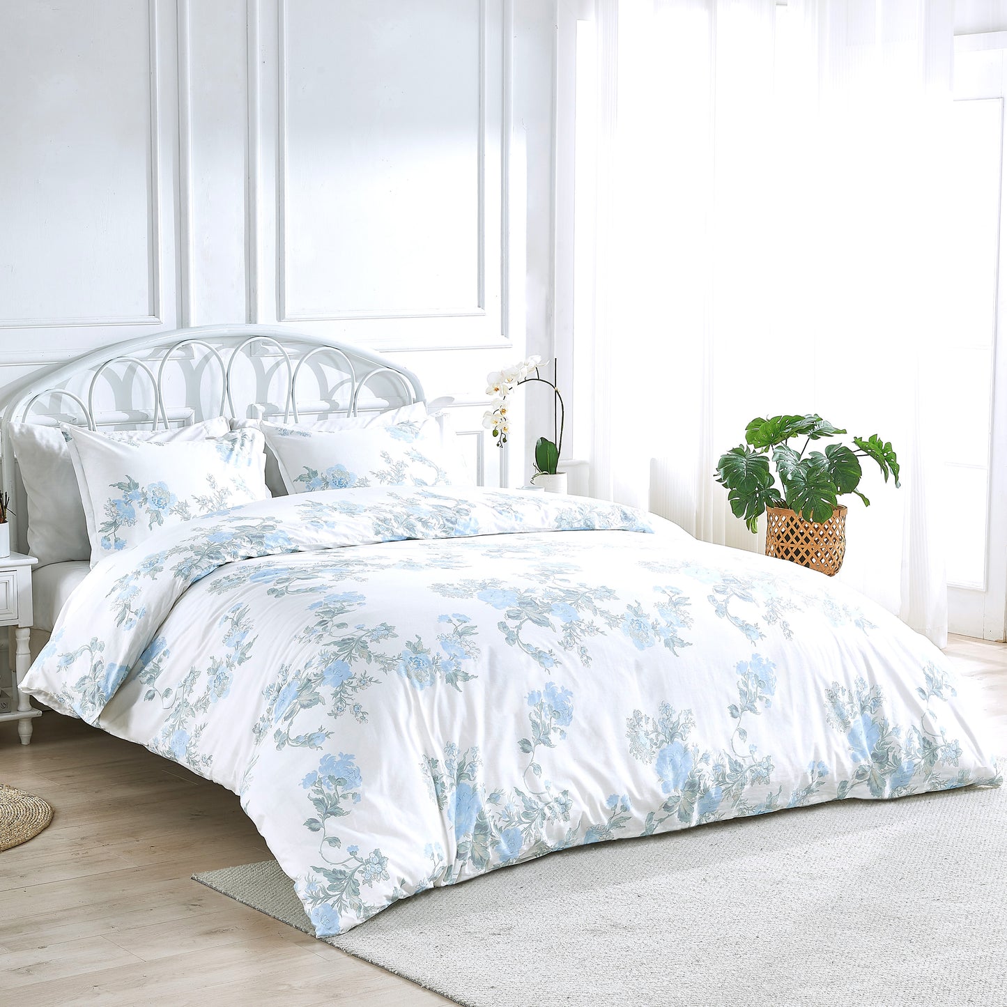 Jardin De Rose Printed Cotton Percale Duvet Set