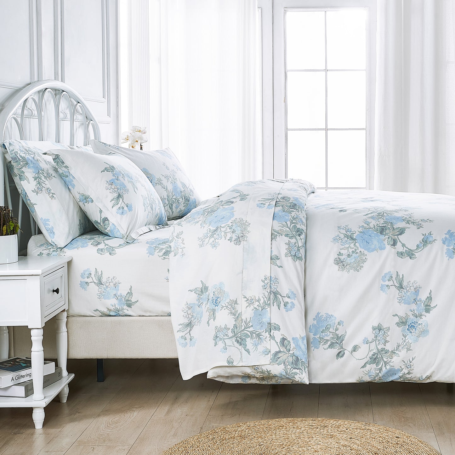 Jardin De Rose Printed Cotton Percale Duvet Set