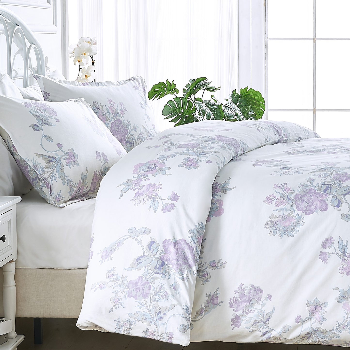 Jardin De Rose Printed Cotton Percale Duvet Set