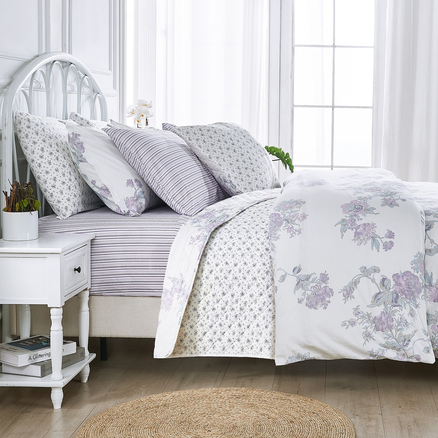 Jardin De Rose Printed Cotton Percale Duvet Set