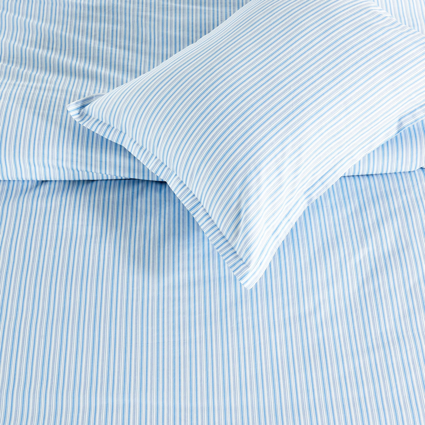 Shirt Stripes Printed Cotton Percale Duvet Set