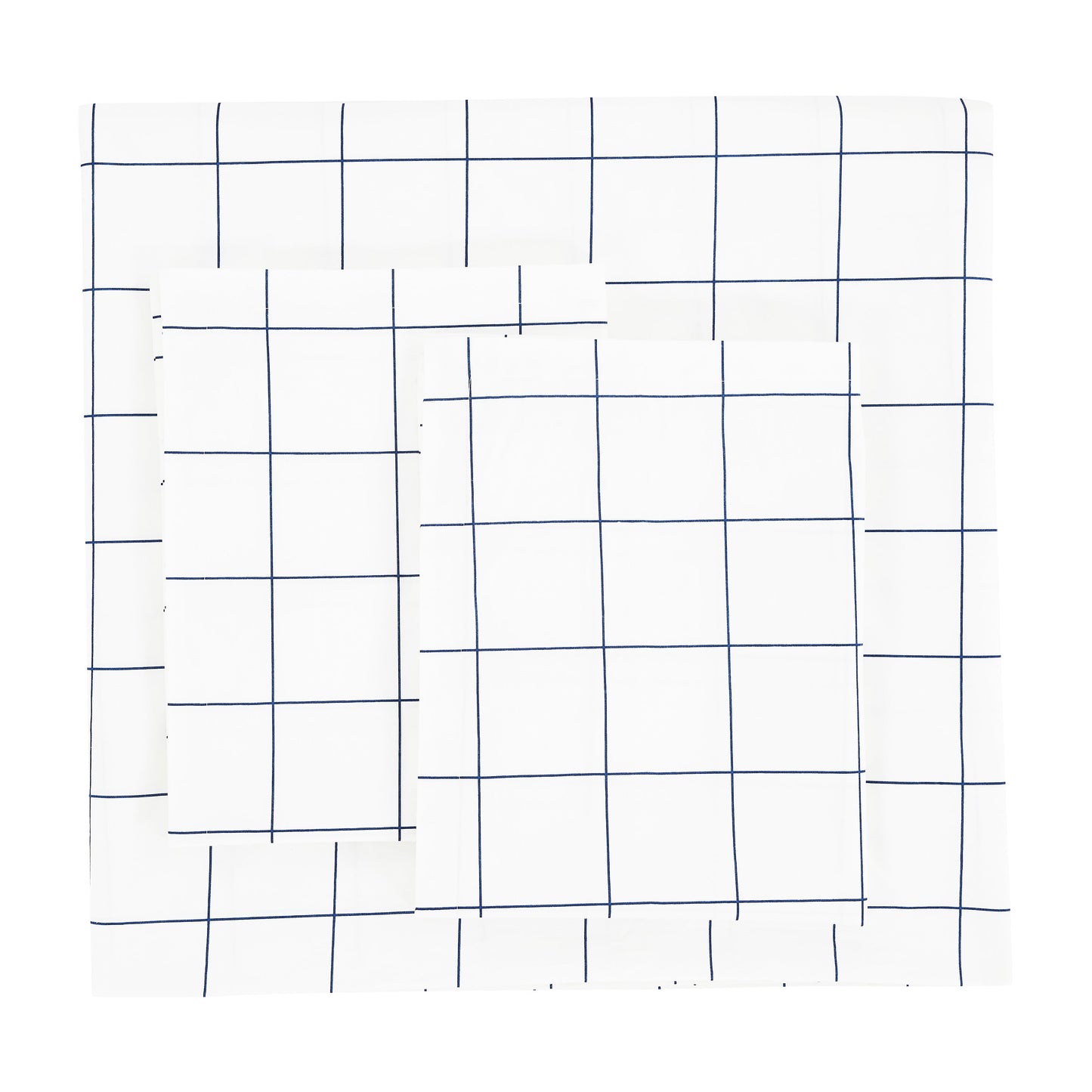 Grid Printed Cotton Percale Duvet Set