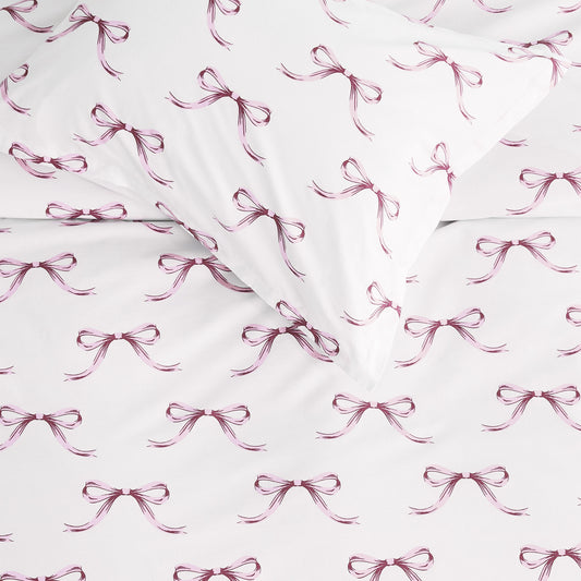 Bows Printed Cotton Percale Duvet Set