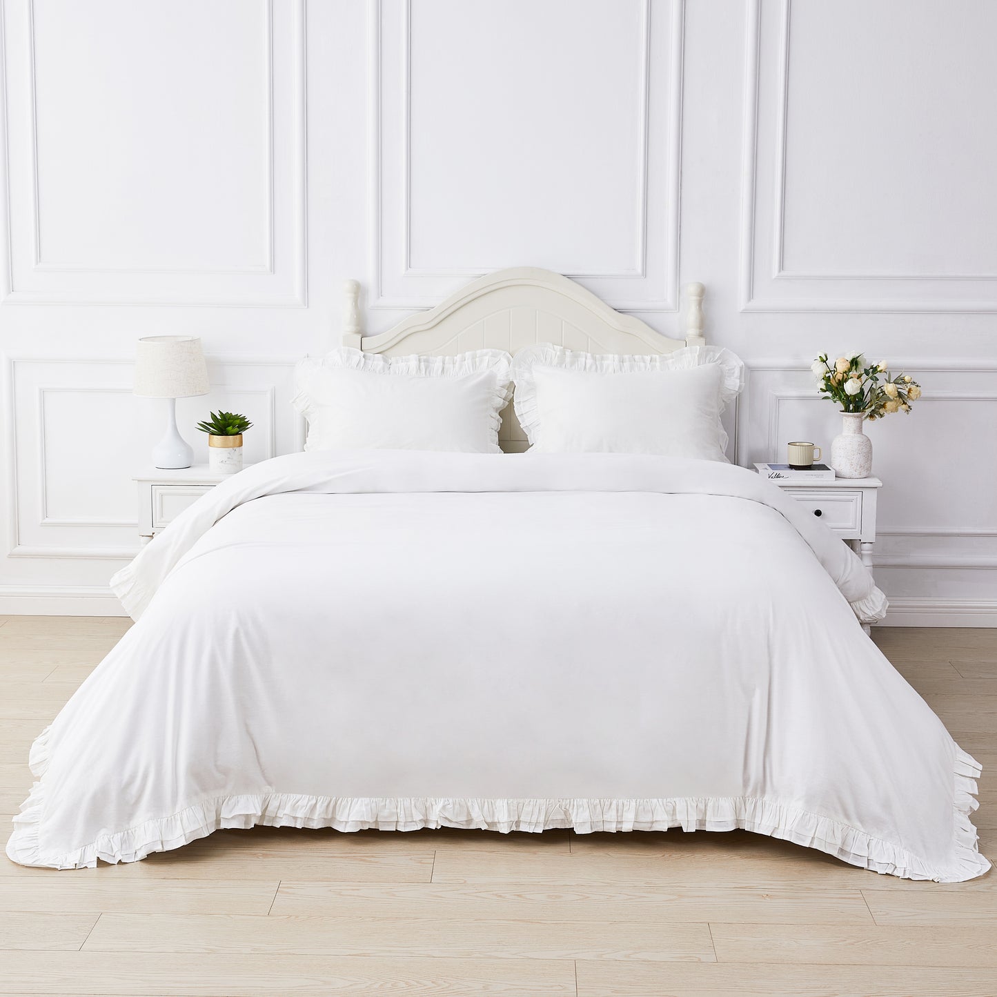 Double Ruffle Cotton Percale Duvet Set