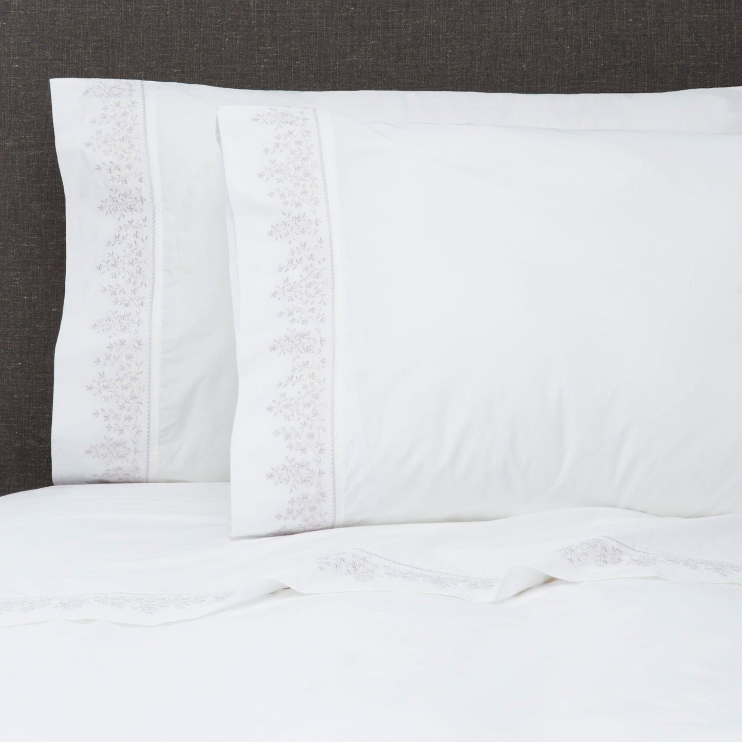 Baby's Breath Embroidered Percale Pillowcase Pair