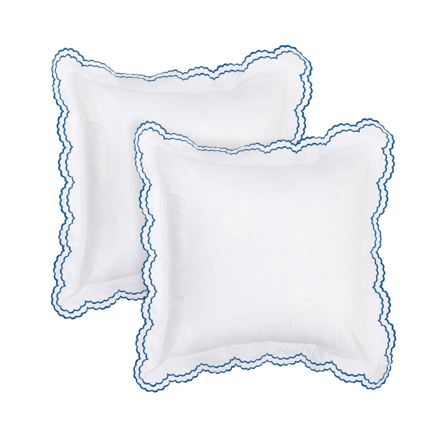 Double Scallop Embroidered Percale Euro Sham Pair