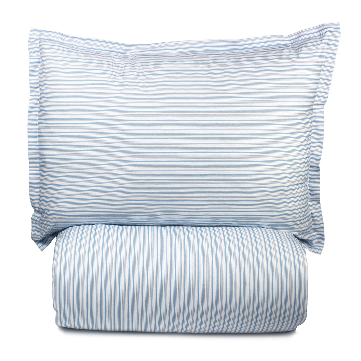 Shirt Stripes Printed Cotton Percale Duvet Set