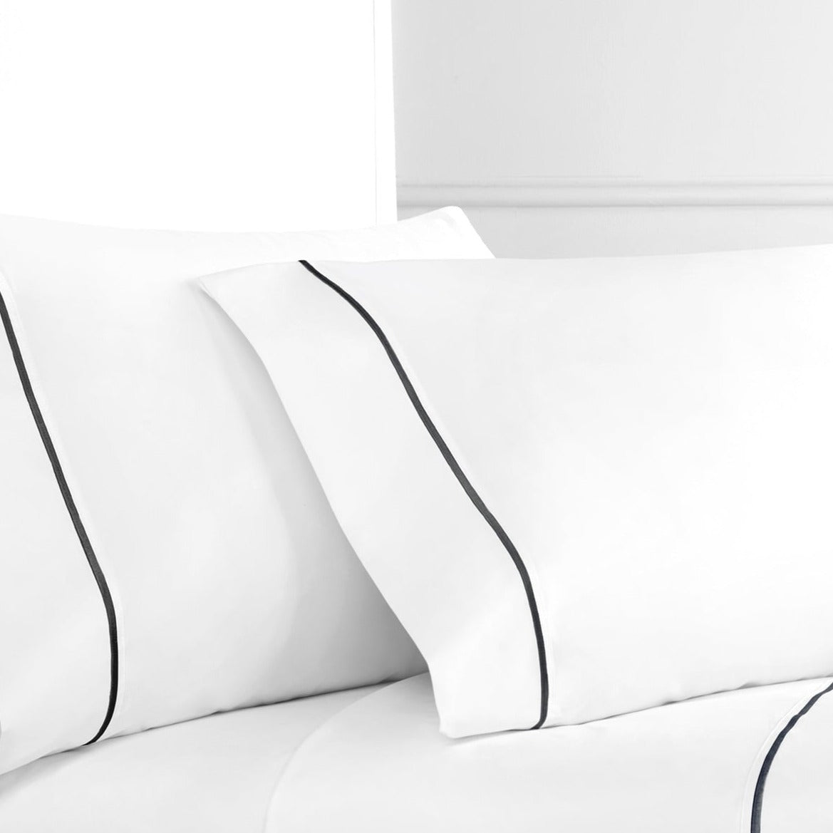 Single Stripe Embroidered Percale Pillowcase Pairs