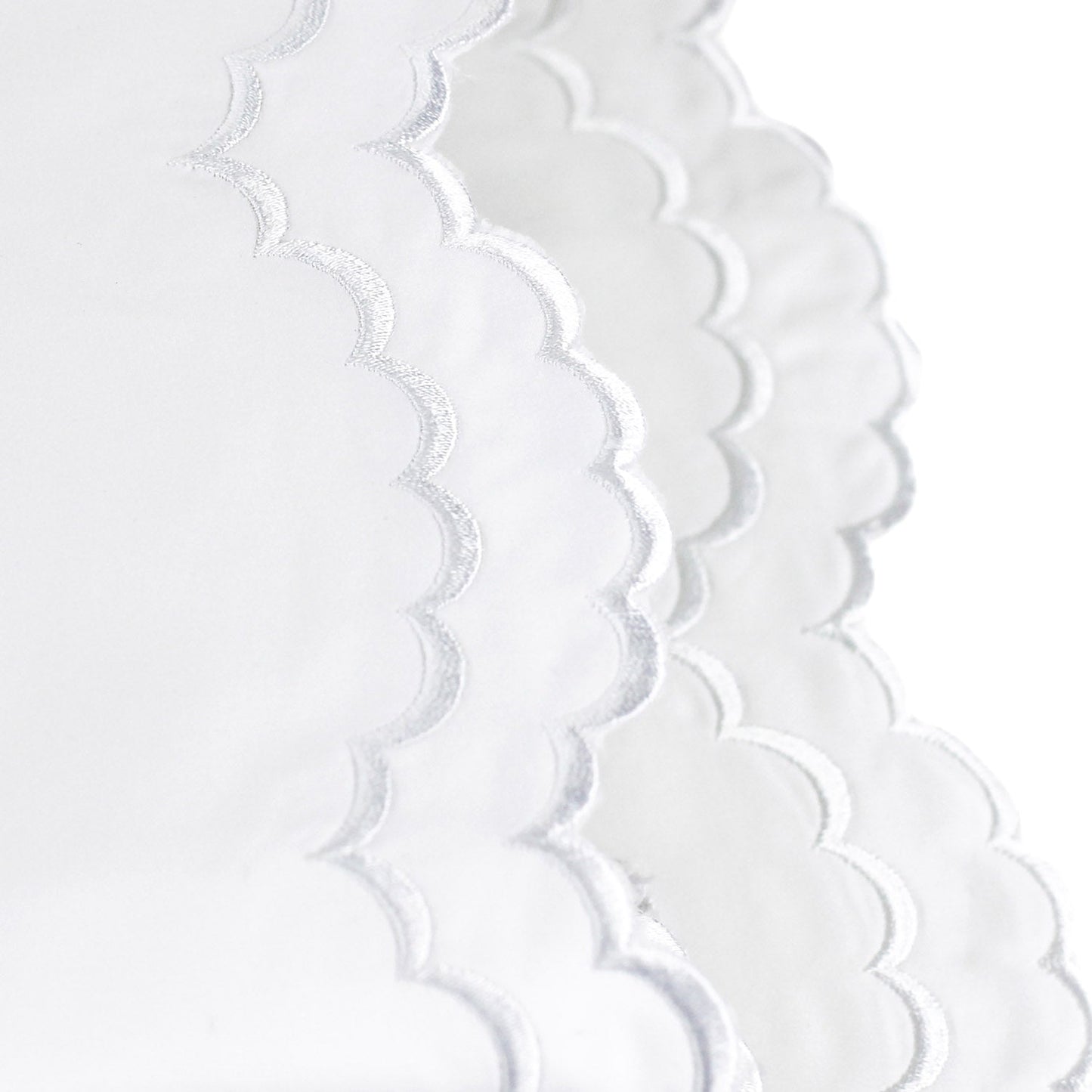 Double Scallop Embroidered Percale Sheet Set
