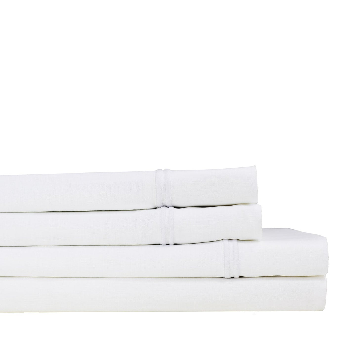 100% Linen Two Stripe Embroidered Sheet Set