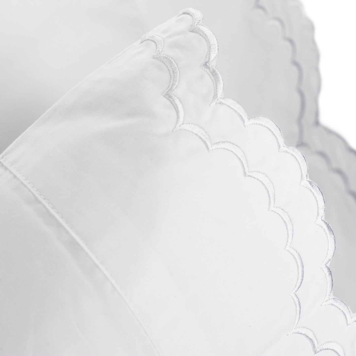 Double Scallop Embroidered Percale Pillowcase Pair