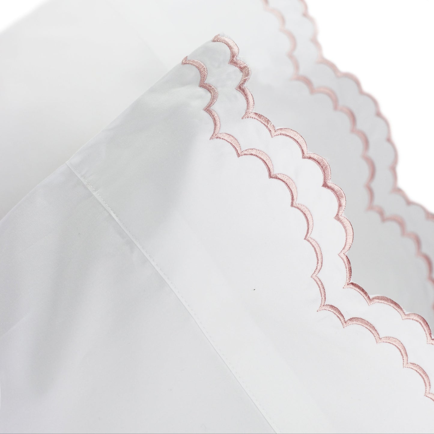 Double Scallop Embroidered Percale Pillowcase Pair
