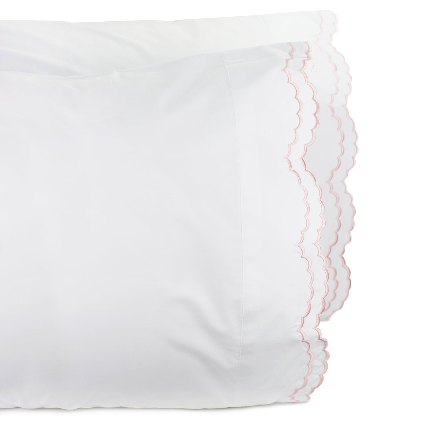Double Scallop Embroidered Percale Pillowcase Pair