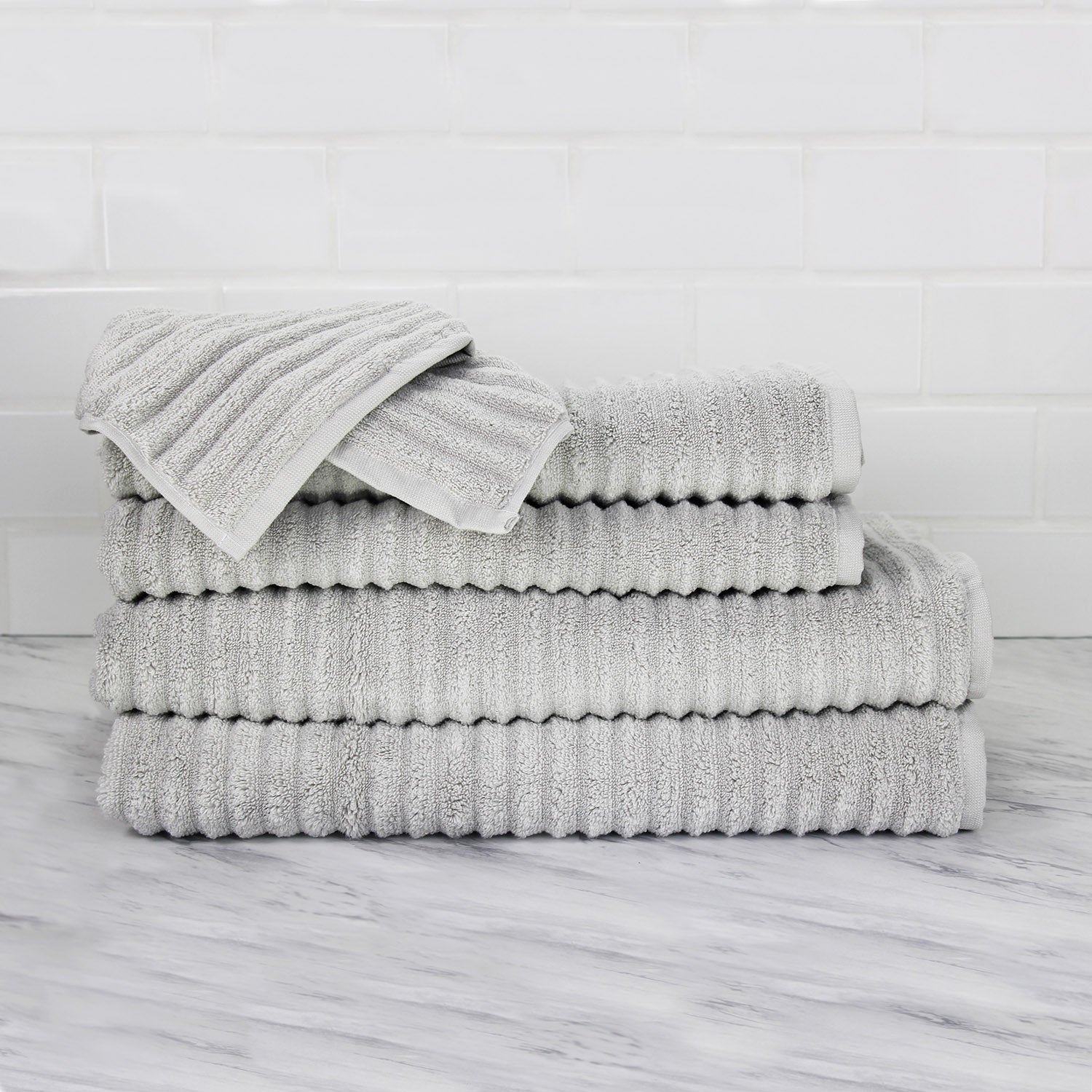 100% Turkish Cotton Ribbed 6 Piece Towel Set – Mélange Home