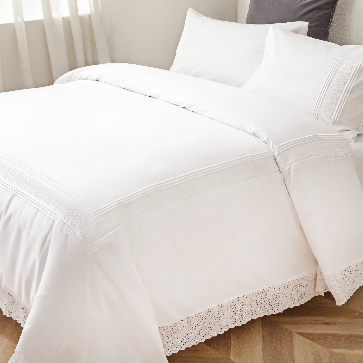 Emma Embroidered Eyelet Duvet Set