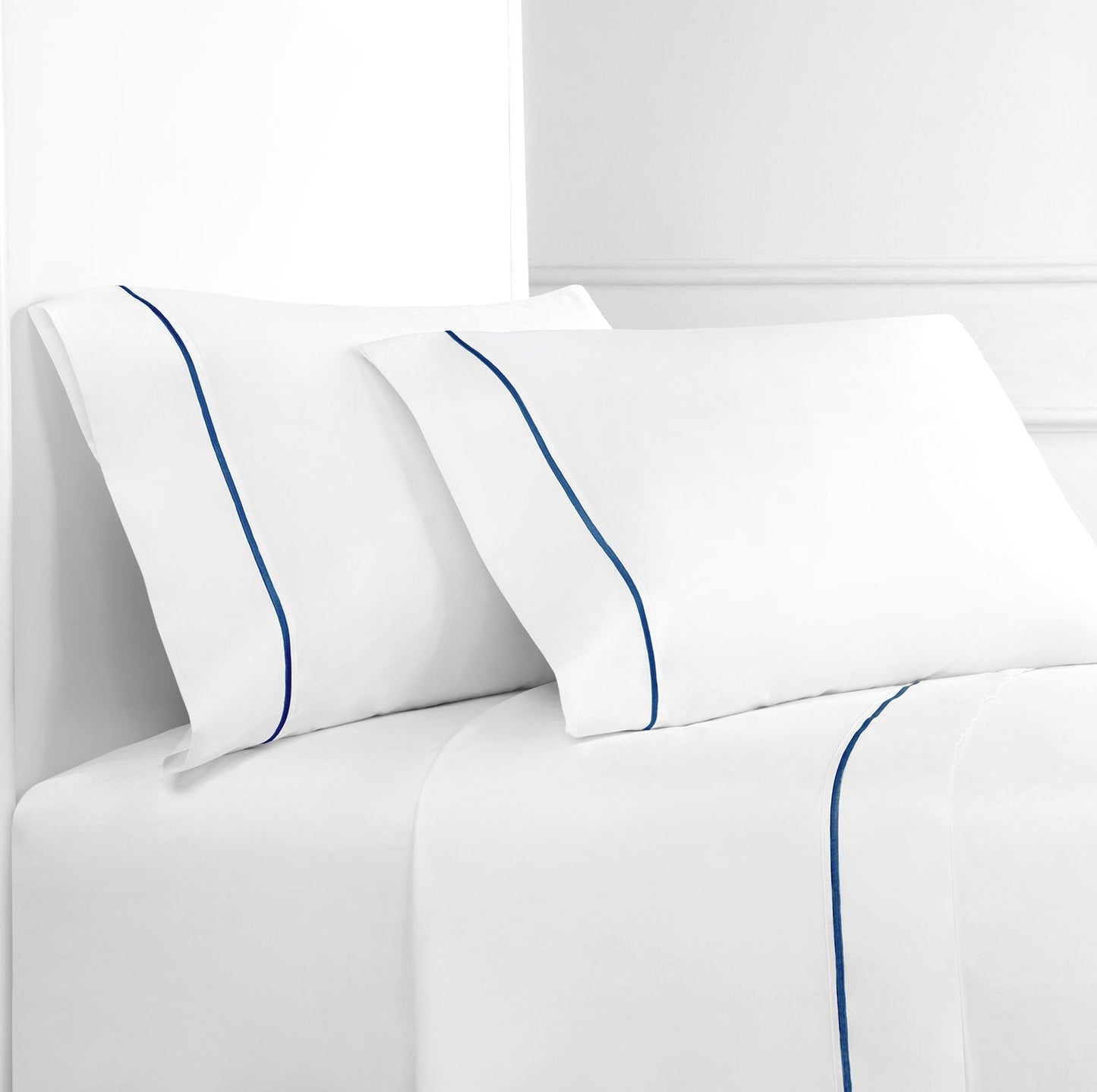 Single Stripe Embroidered Percale Pillowcase Pairs