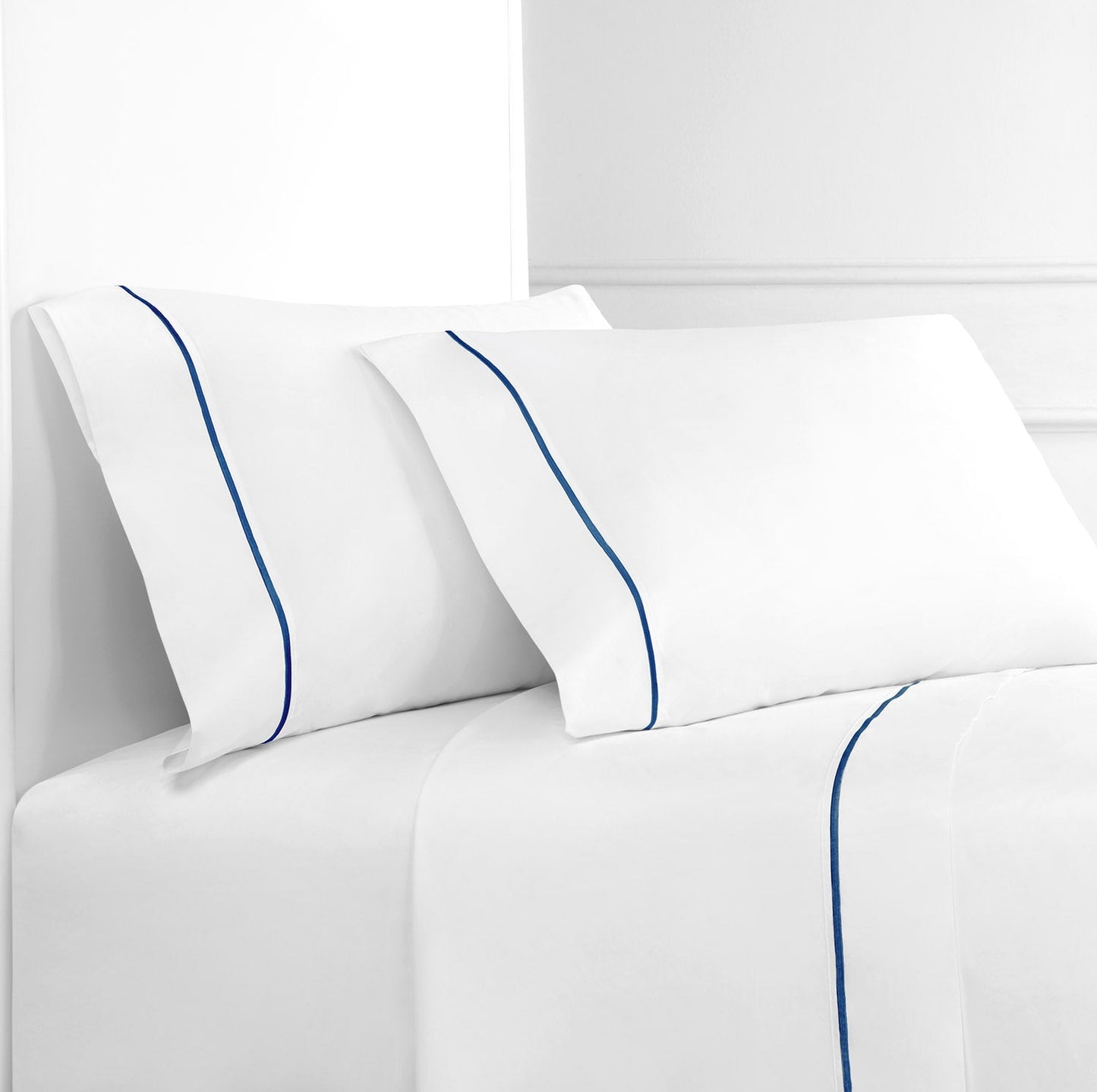 Single Stripe Embroidered Percale Sheet Set