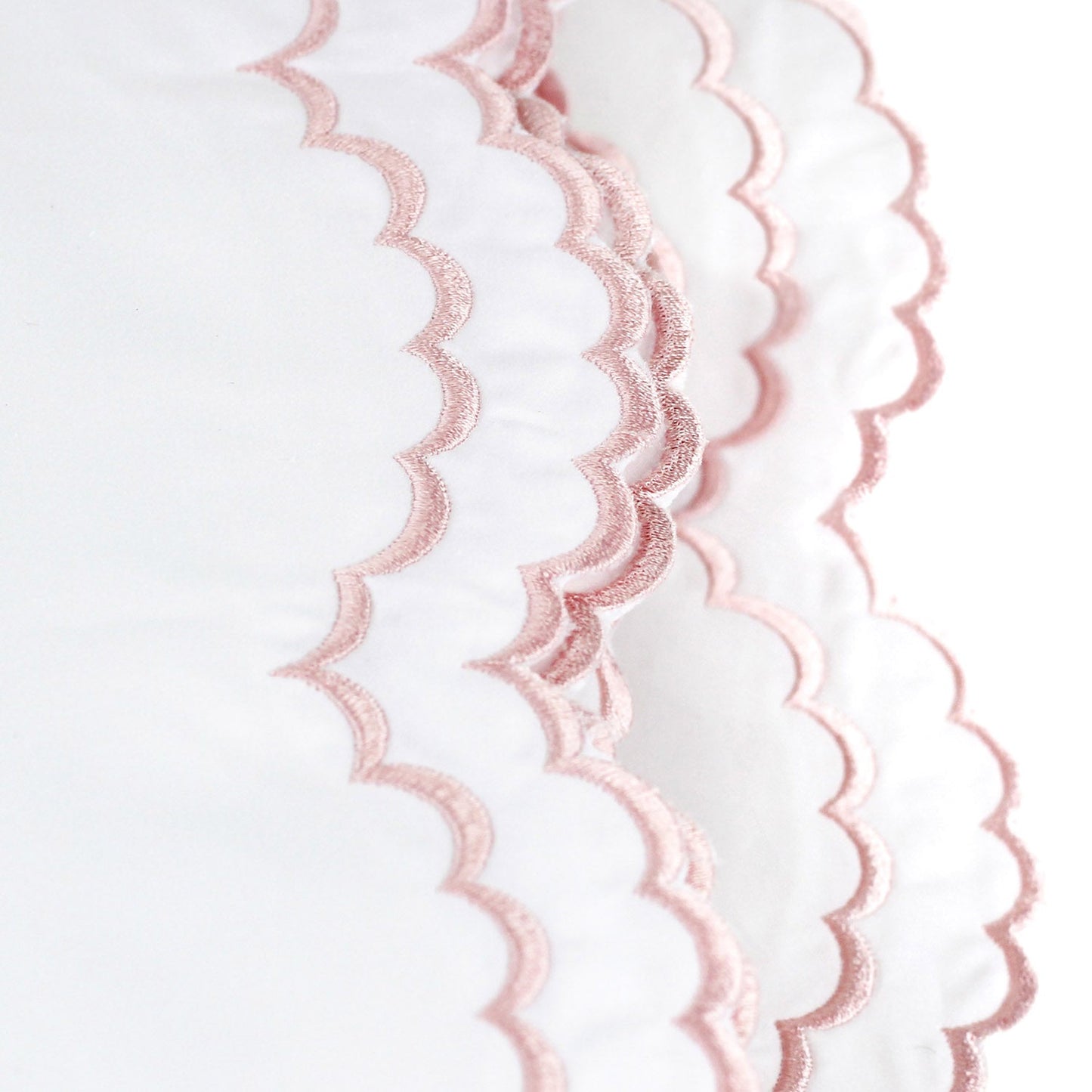 Double Scallop Embroidered Percale Sheet Set