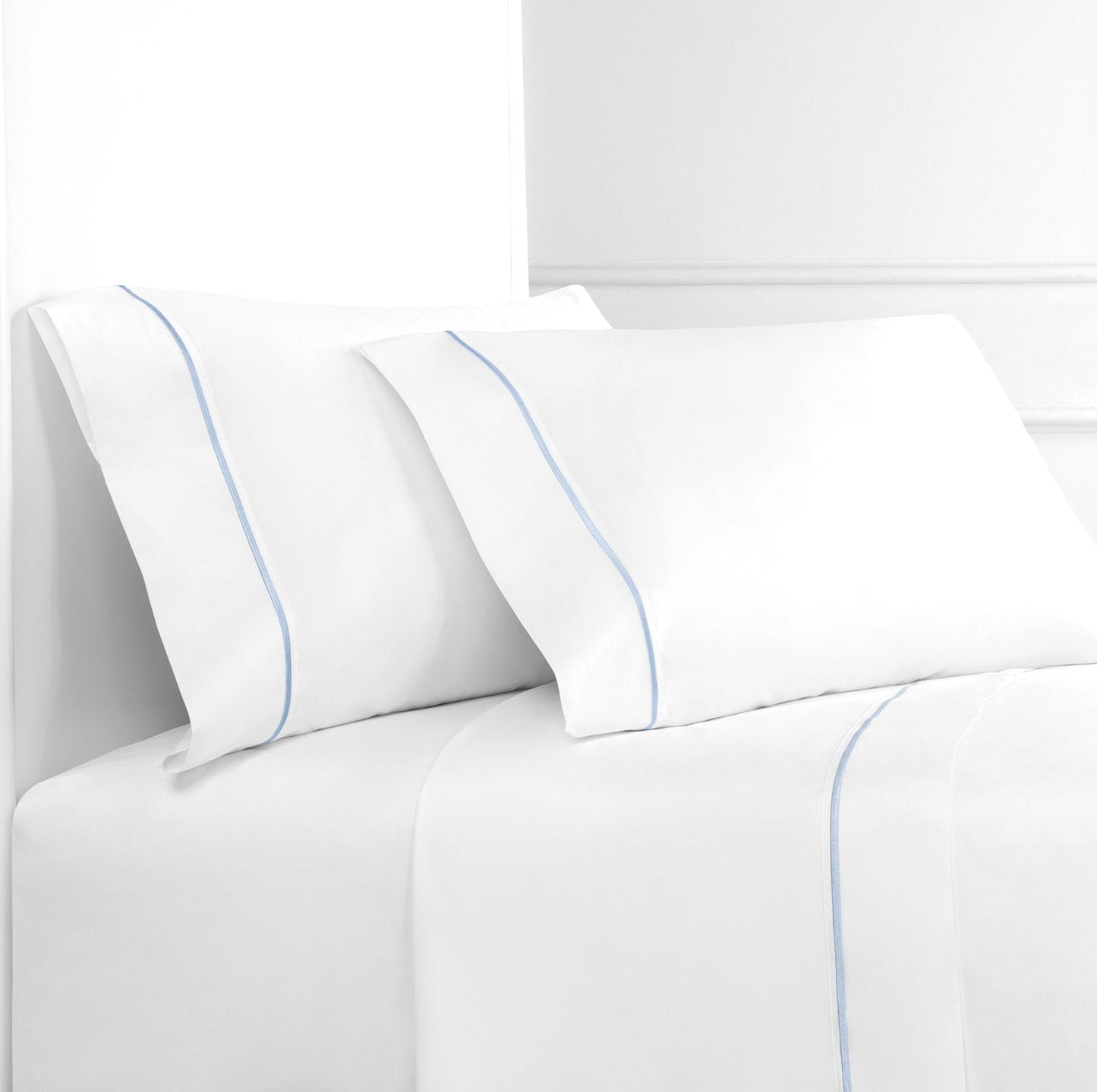 Single Stripe Embroidered Percale Pillowcase Pairs