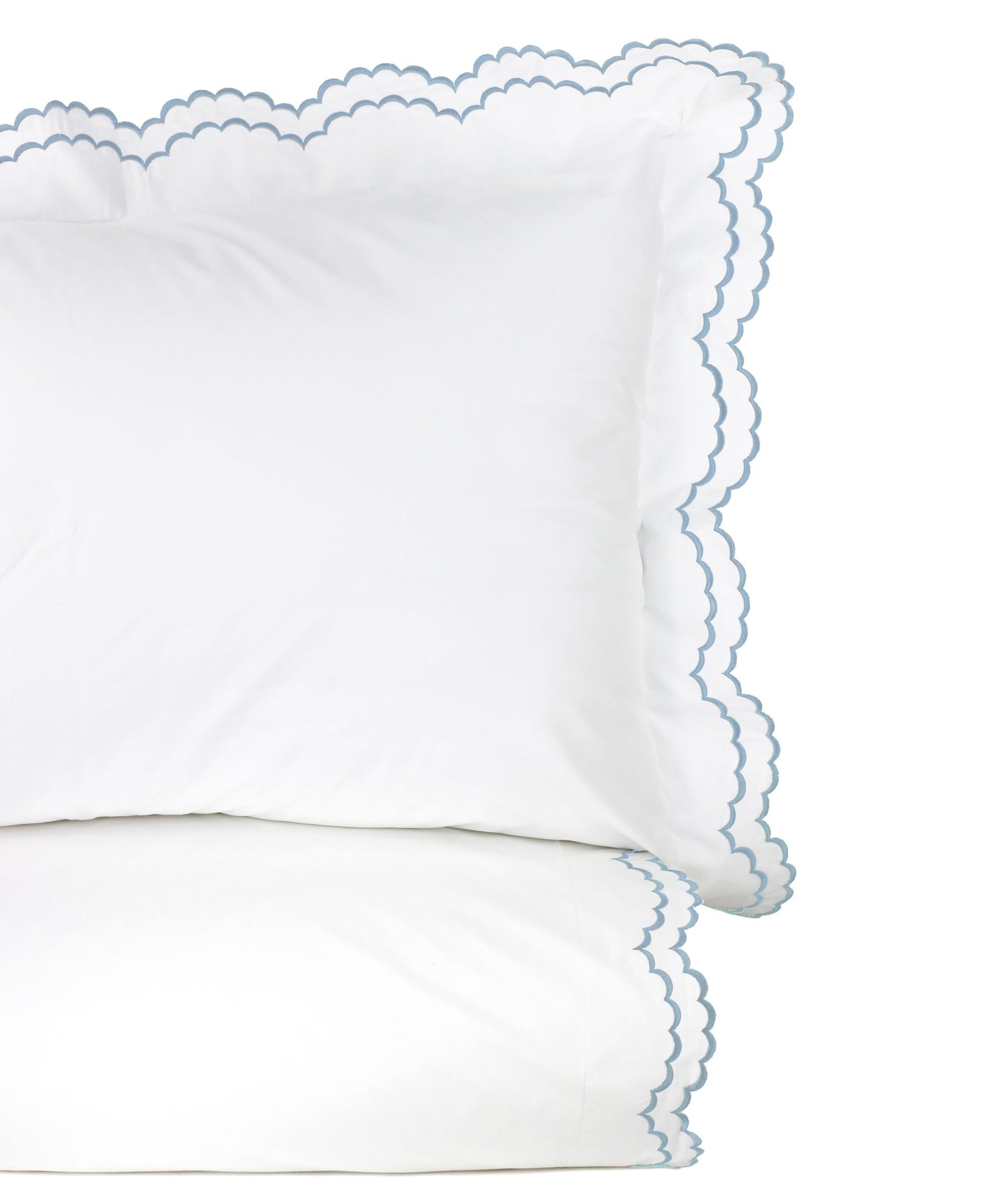 Double Scallop Embroidered Percale Duvet Set