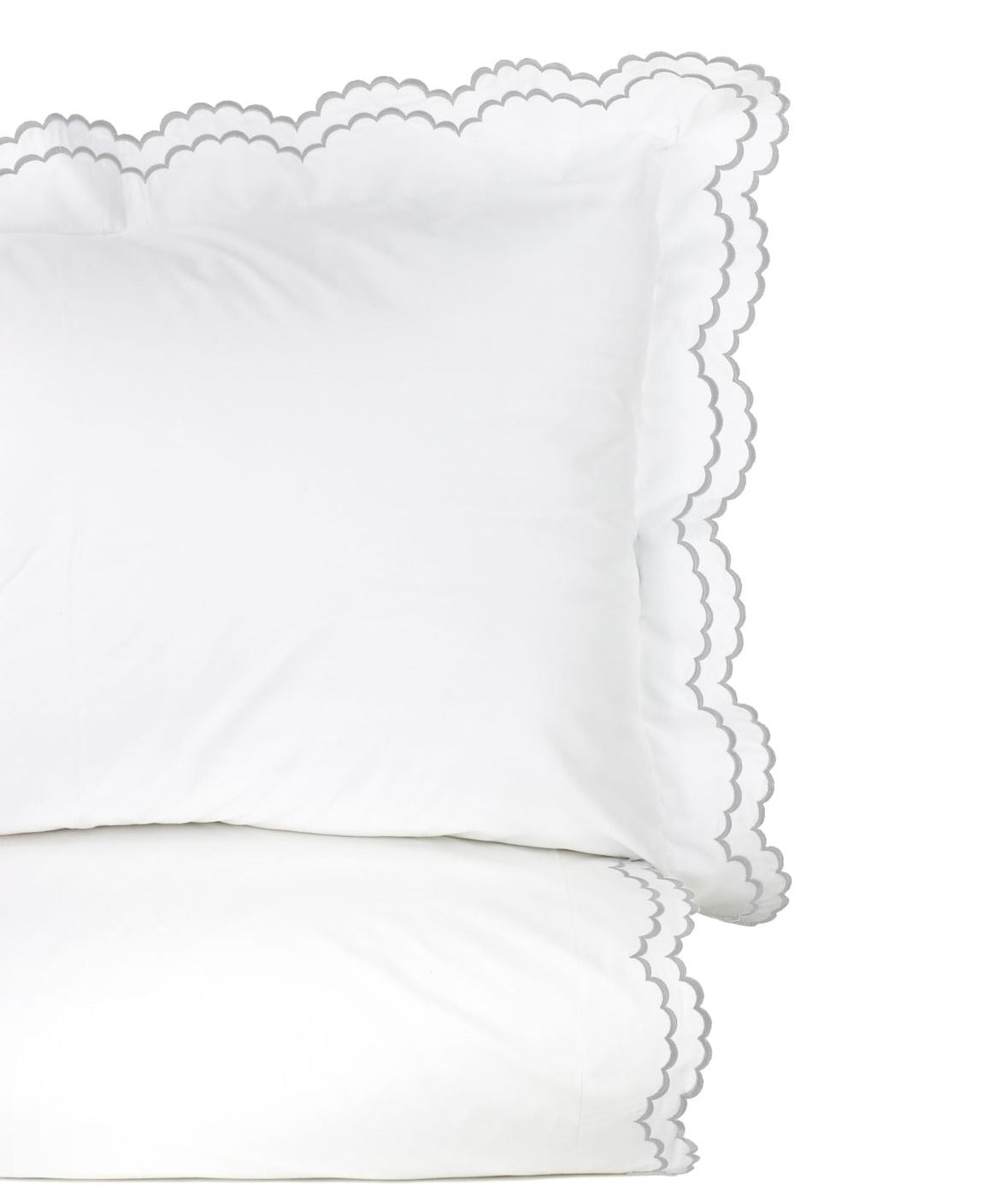 Double Scallop Embroidered Percale Duvet Set