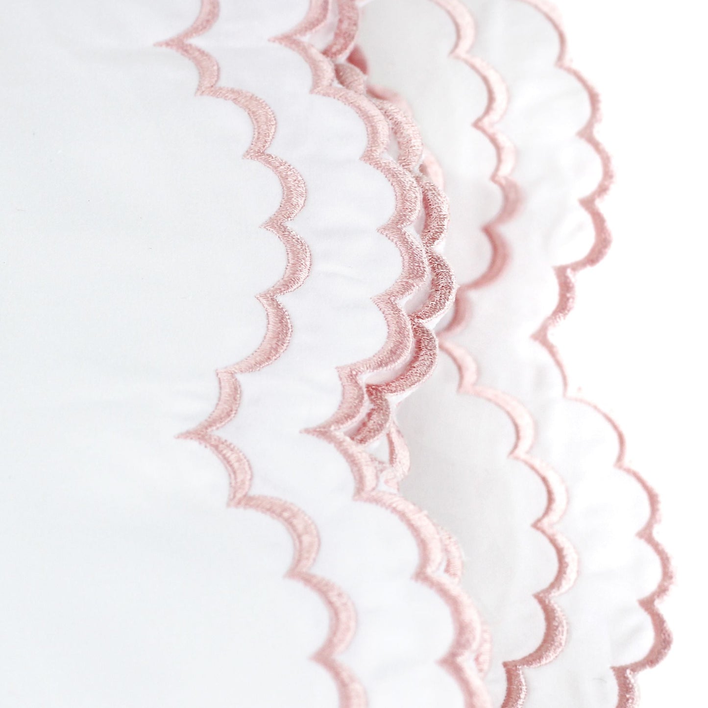 Double Scallop Embroidered Percale Pillowcase Pair