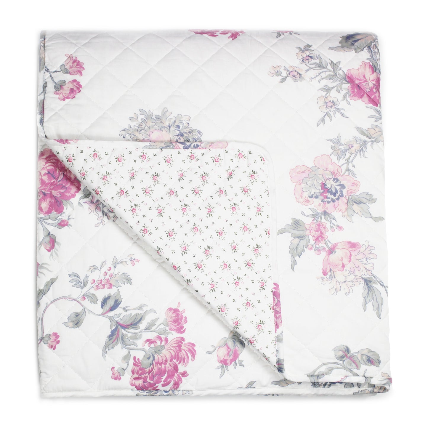 Jardin De Rose Reversible Cotton Percale Quilt Set