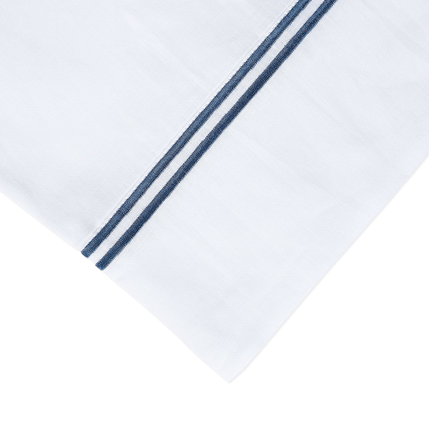 100% Linen Embroidered Two Stripe Pillowcase Pair