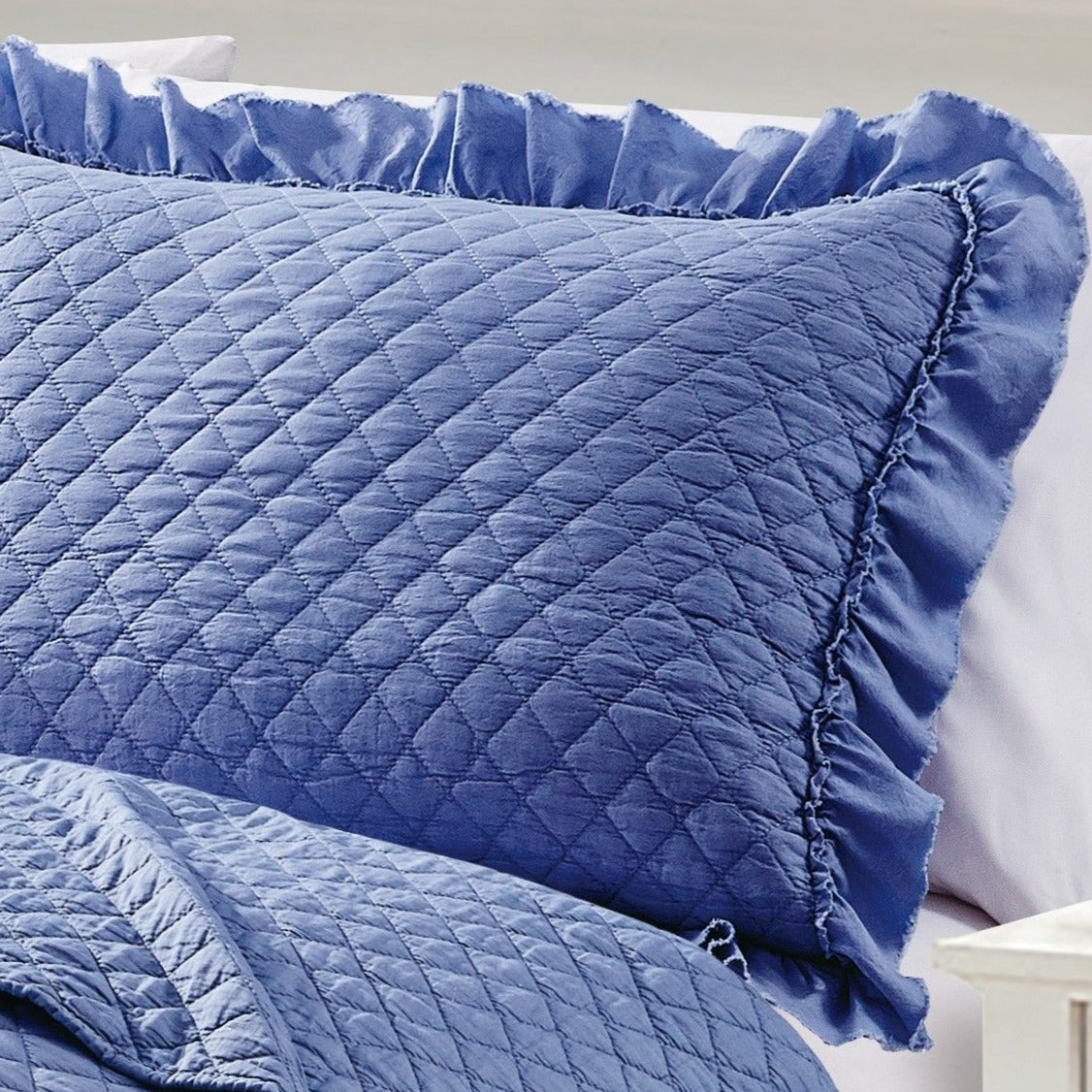 Diamond Ruffle Stonewashed Quilt Set