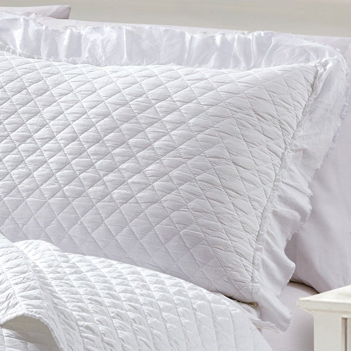 Diamond Ruffle Stonewashed Quilt Set