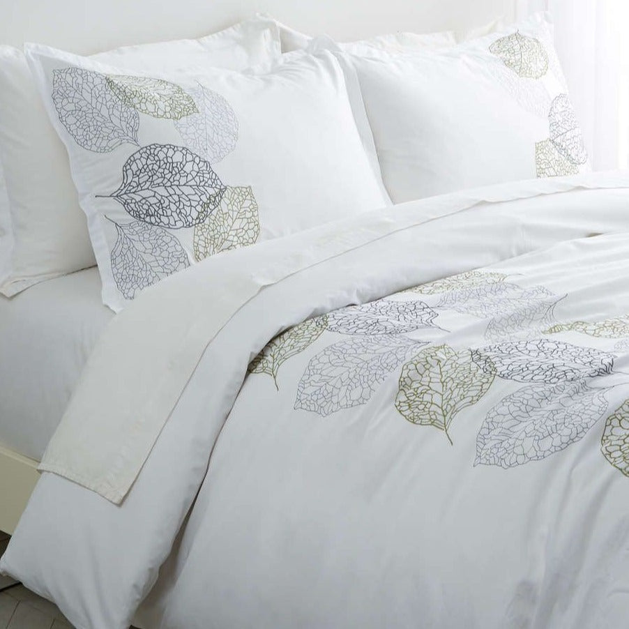 Turning Leaf Embroidered Duvet Cover Set