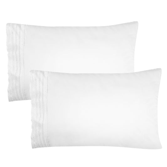 Elizabeth Lace Cotton Percale Pillowcase Pair