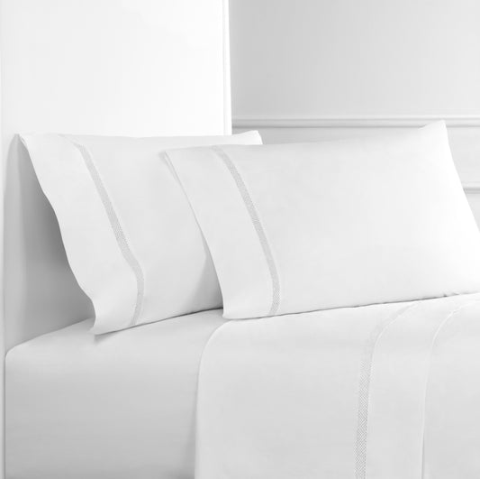 Lattice Lace Cotton Percale Pillowcase Pair