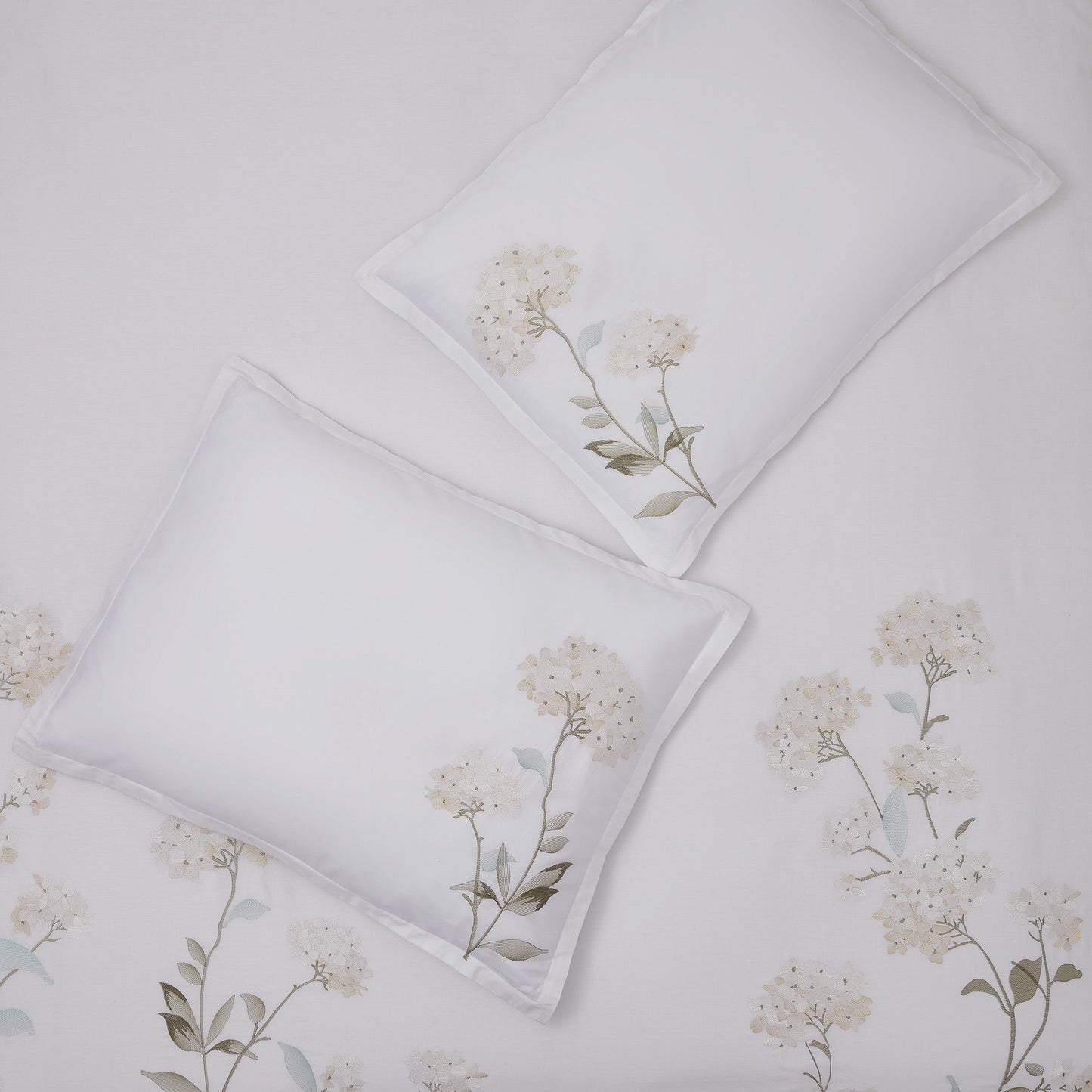 Hydrangea 100% Cotton Embroidered Duvet Cover Set