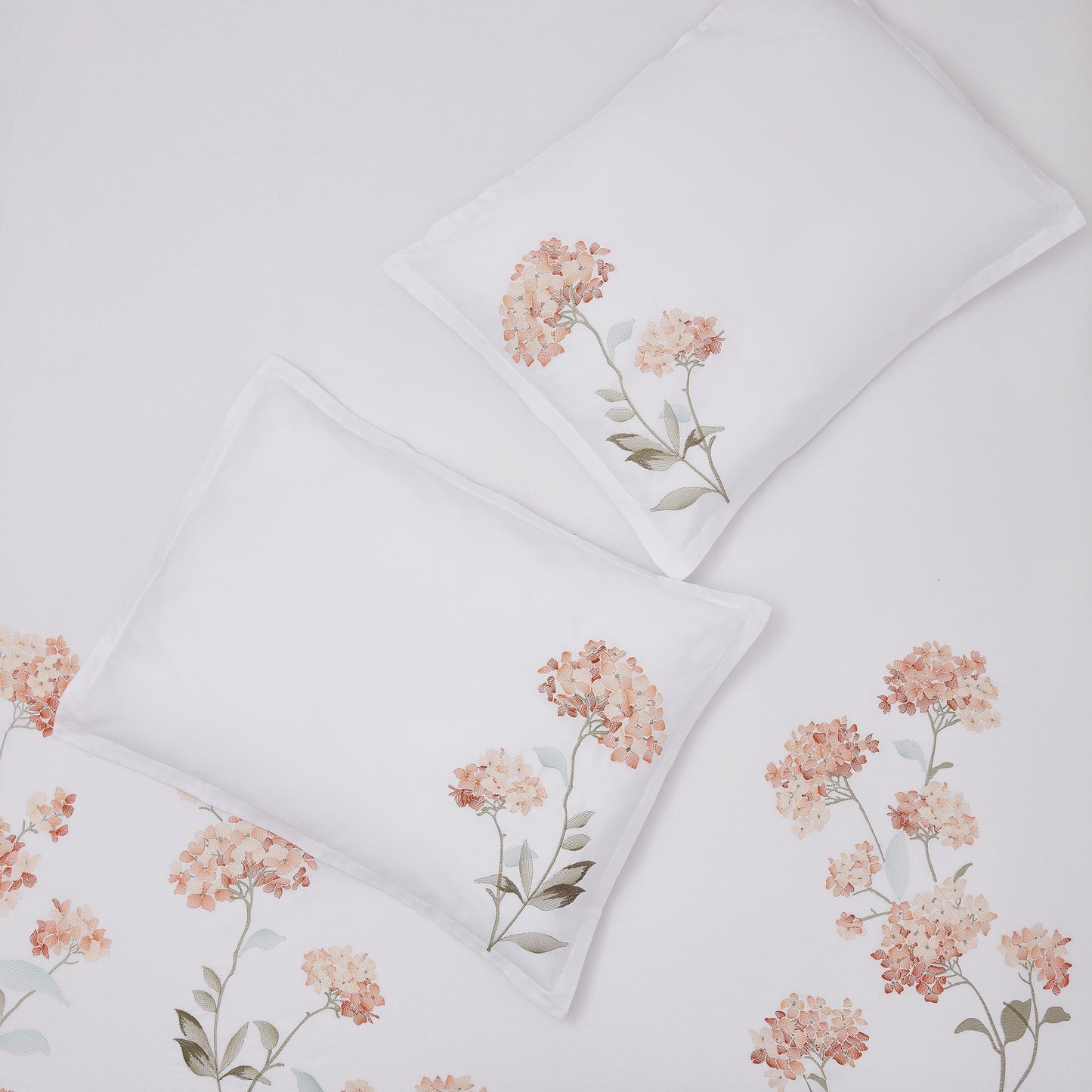 Hydrangea 100% Cotton Embroidered Duvet Cover Set