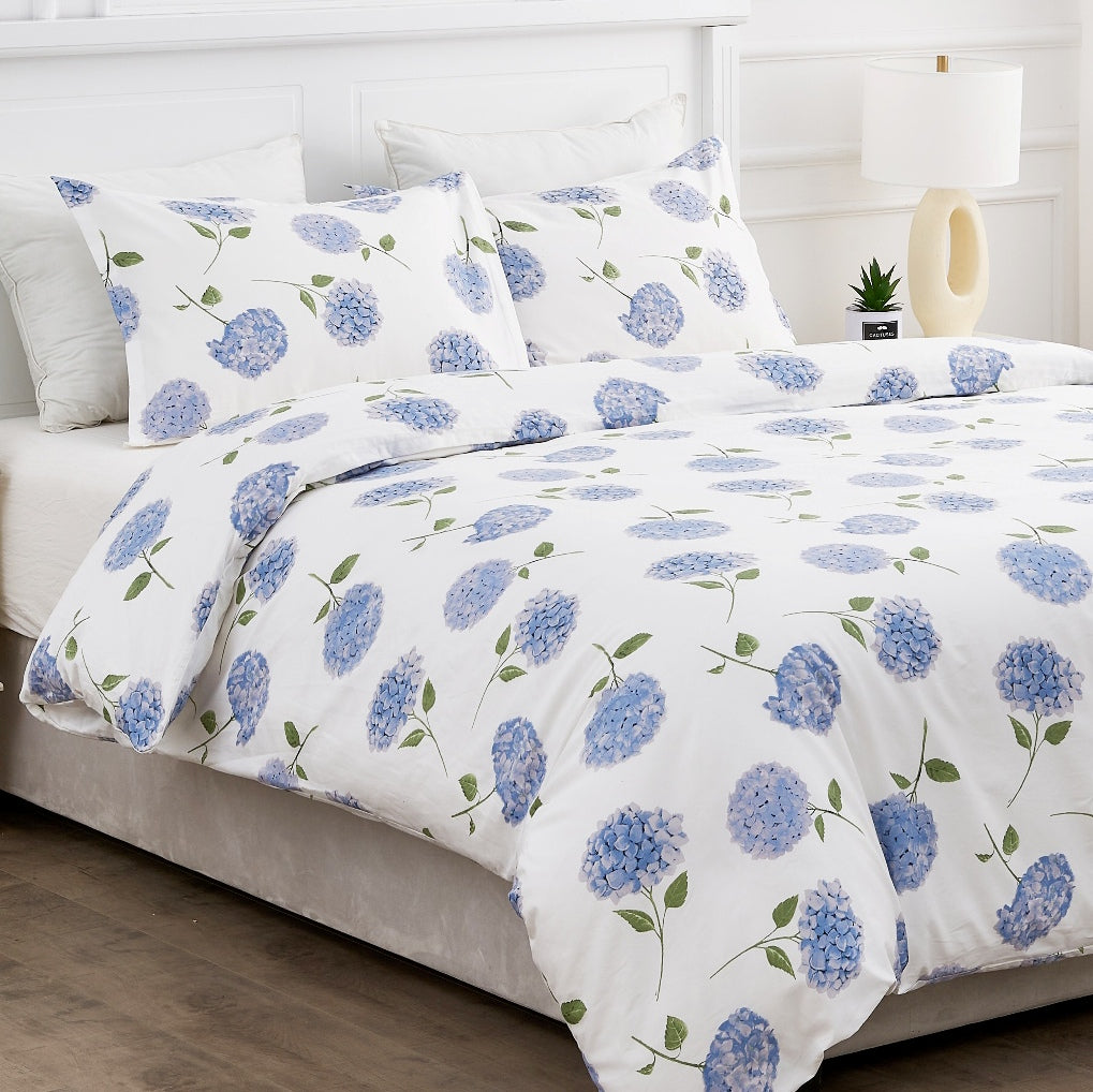 400 Thread Count Hydrangea Printed Cotton Duvet Set – Mélange Home