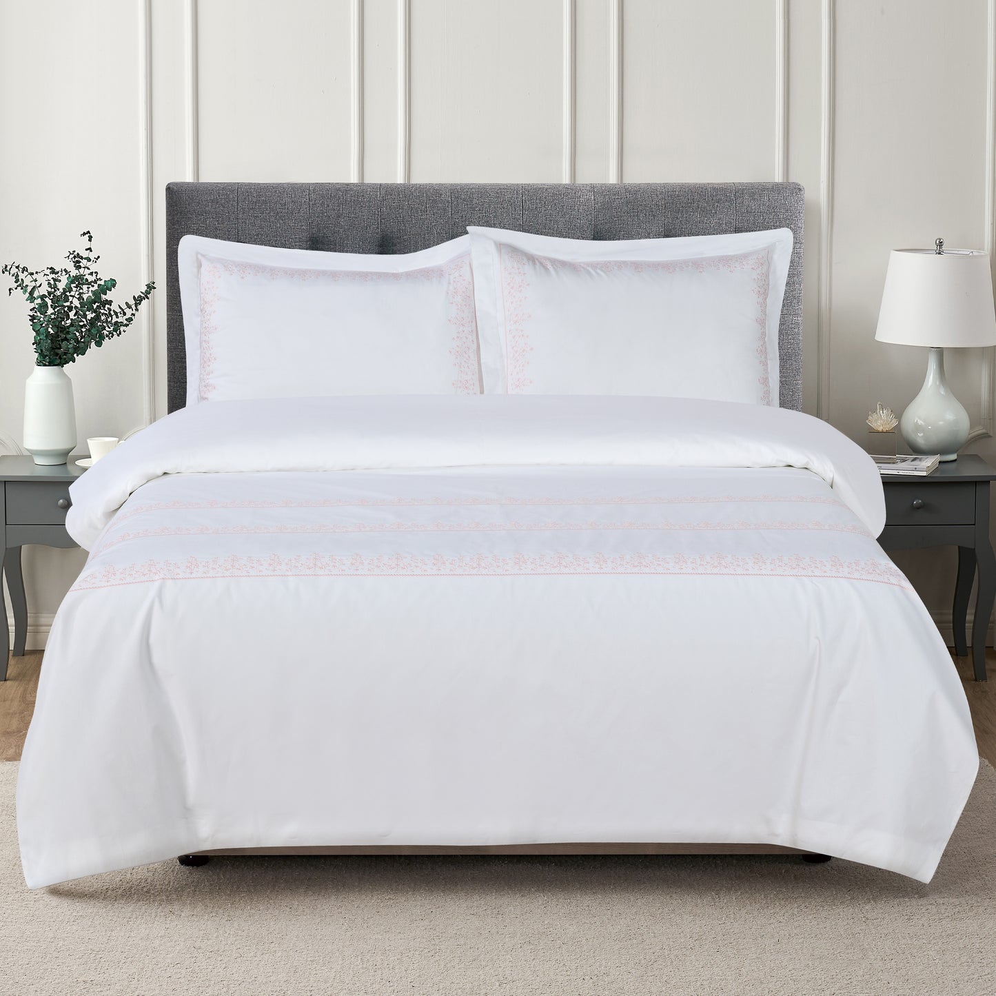 Baby's Breath Embroidered Percale Duvet Set