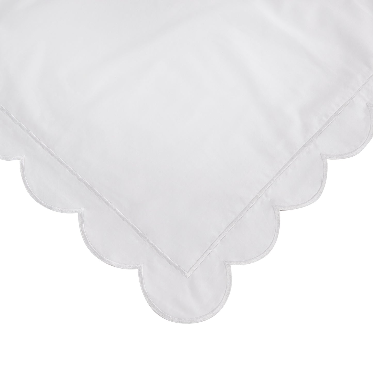 Scallop Frame Embroidered Cotton Percale Euro Sham Pair