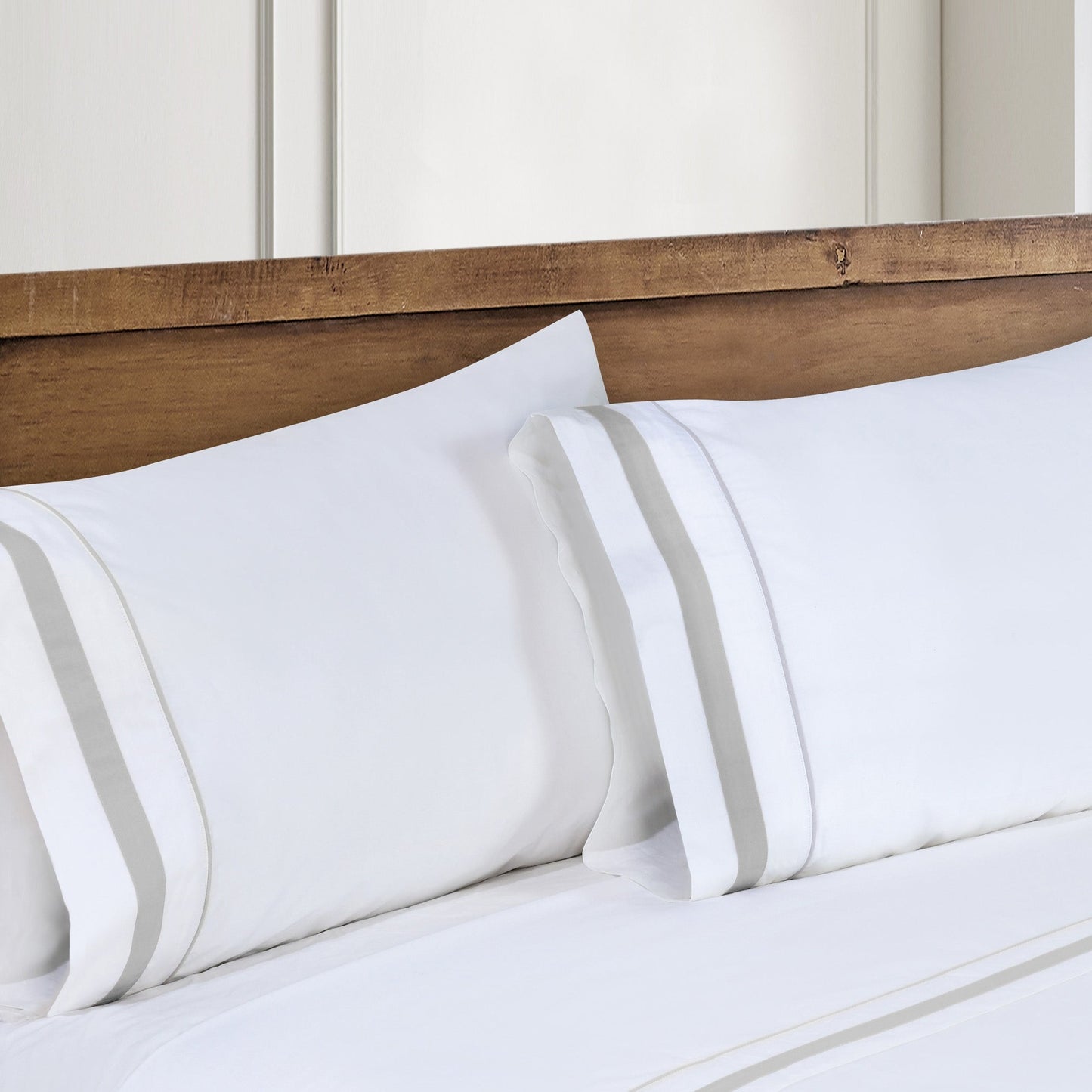 Classic Double Border Percale Cotton Sheet Set