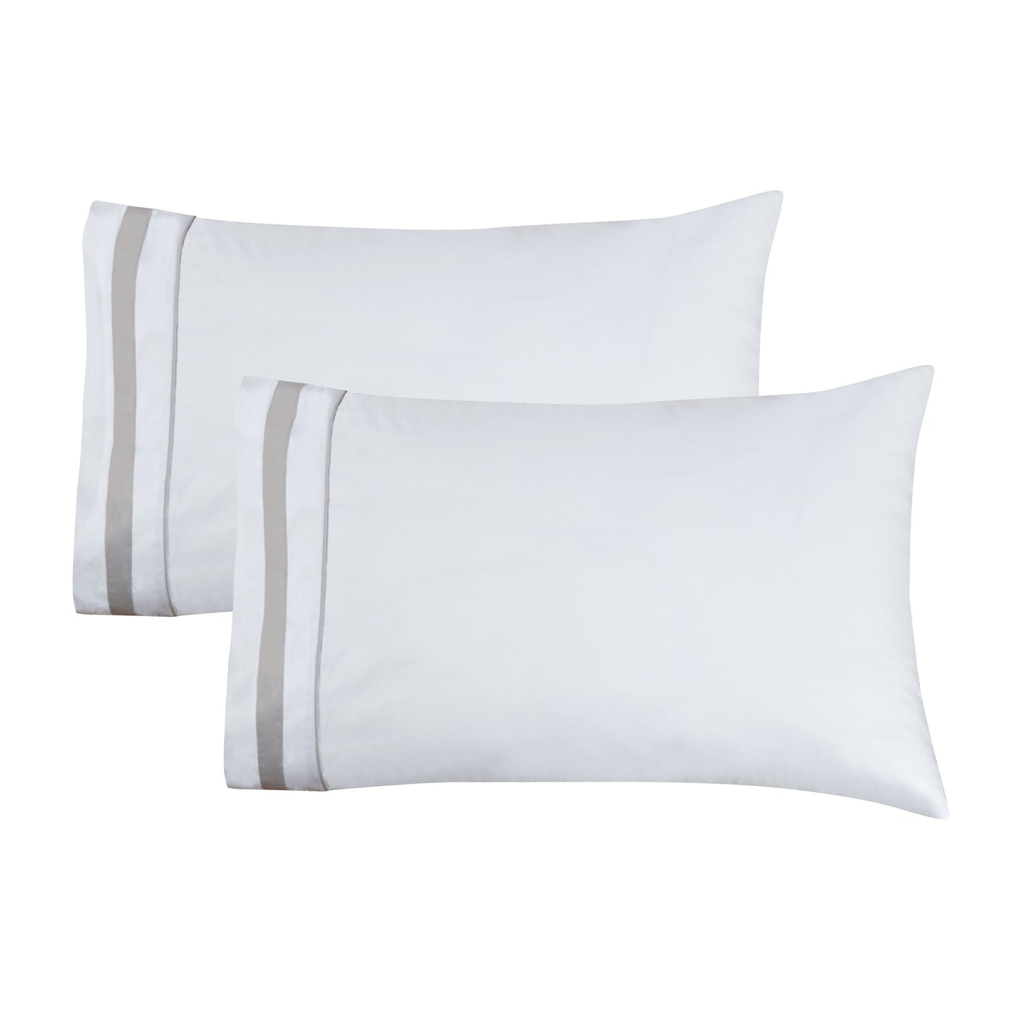 Classic Double Border Percale Cotton Pillowcase Pair