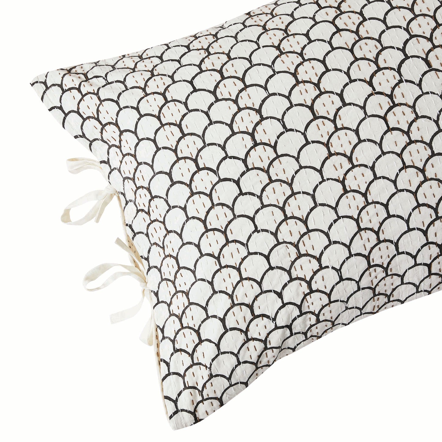 Hand Stitched Block Print Kantha Pillow Sham Pairs