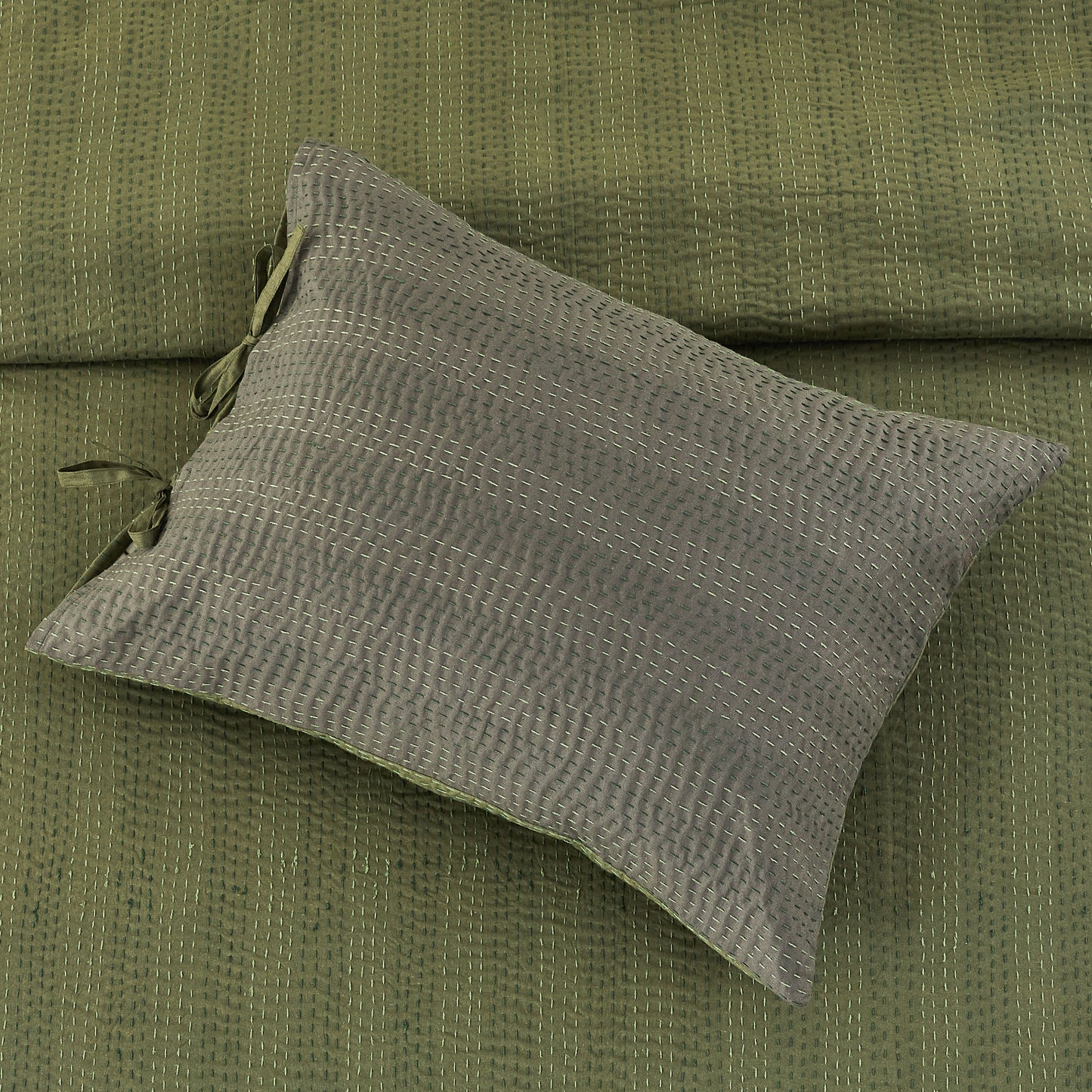 Hand Stitched Reversible Kantha Pillow Sham Pairs