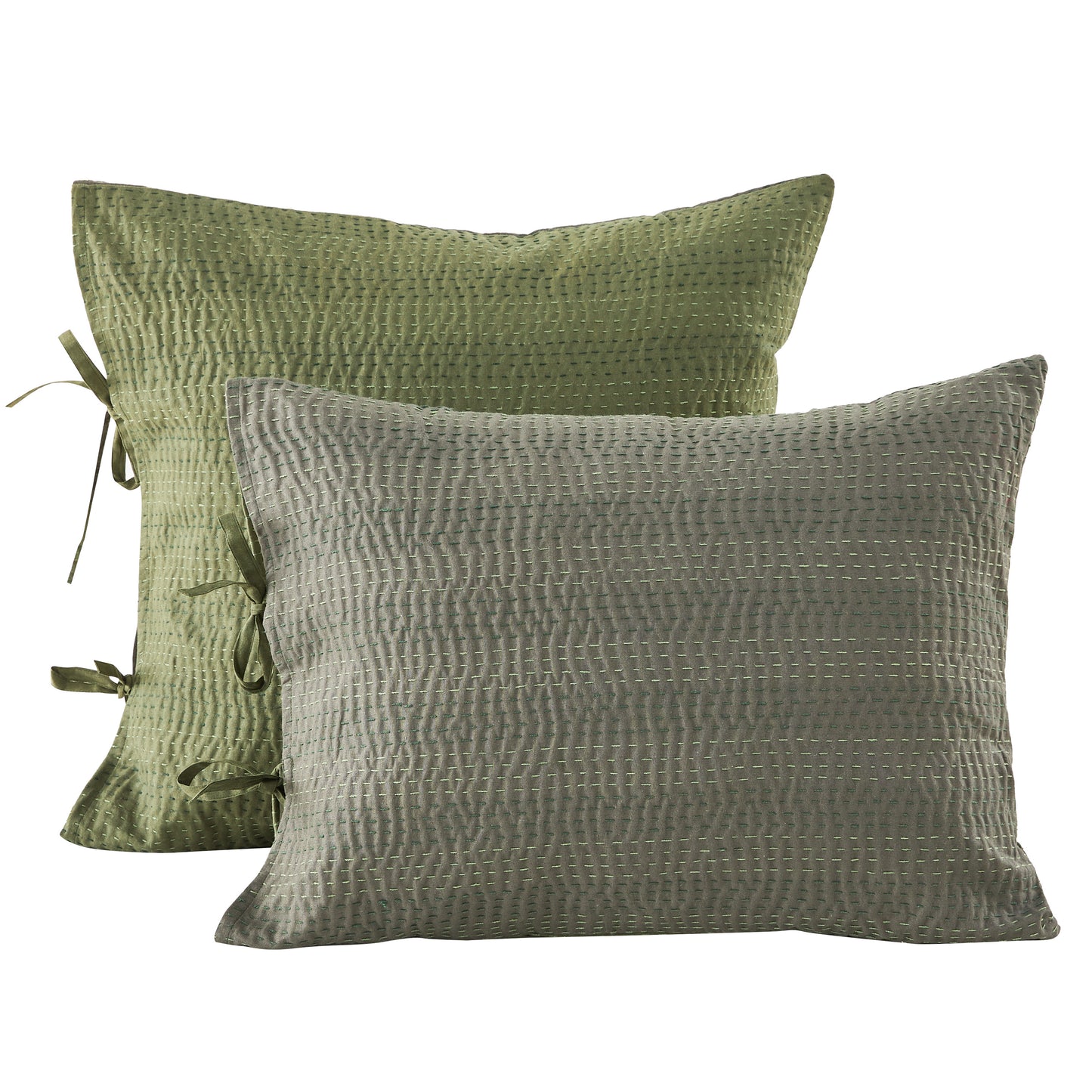 Hand Stitched Reversible Kantha Pillow Sham Pairs